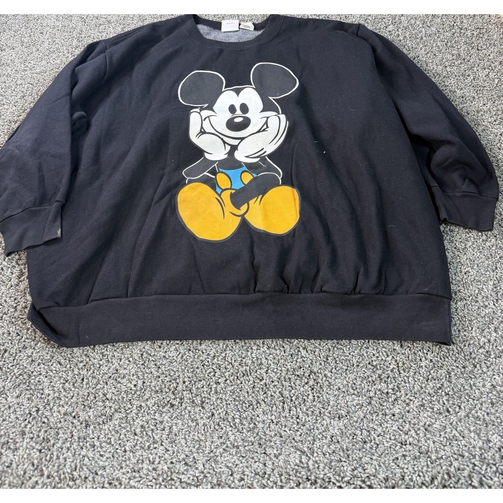 Vintage 90s Mickey Mouse Pullover Sweatshirt Men's Size 3XL Black